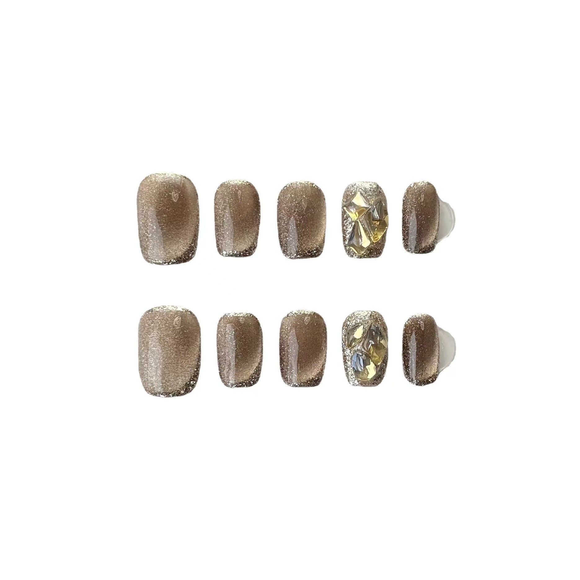 Brown & Gold Patch Press-on Nails - MISSACO
