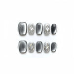 Grey crystal gradient press-on nails - MISSACO